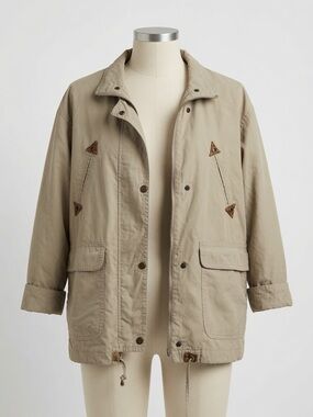 Vintage Mulberry Street Khaki Utility Jacket S 90s Made in Russia Cotton Anorak